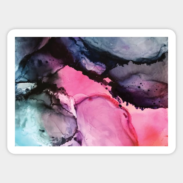 Pink and Navy Alcohol Ink Painting Sticker by Elizabeth Karlson Art